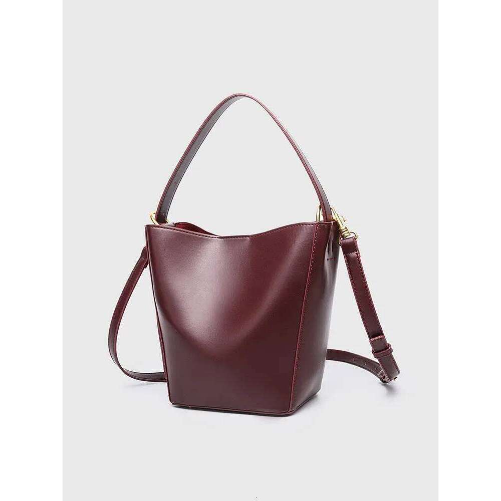 Fashion Retro Bucket High Quality PU Leather Tote Women's Handbag Casual Shoulder Bag Shopping Crossbody Female Purse