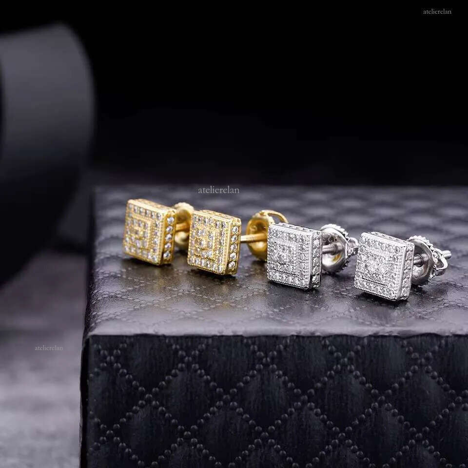 High Quality Custom Moissanite Earing Sterling Sier Jewelry Zircon Gold Plated Stud Earrings for Men
