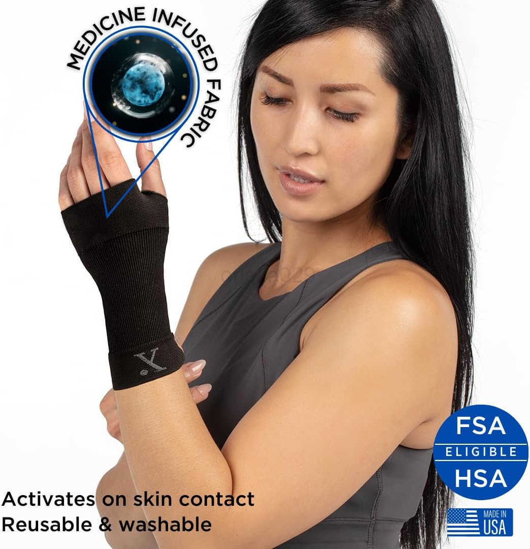 Wrist Compression Sleeve for Pain Relief MedicineInfused Hand and Wrist Support Compression Sleeves for Women and Men with Arthritis Tendonitis and Ca