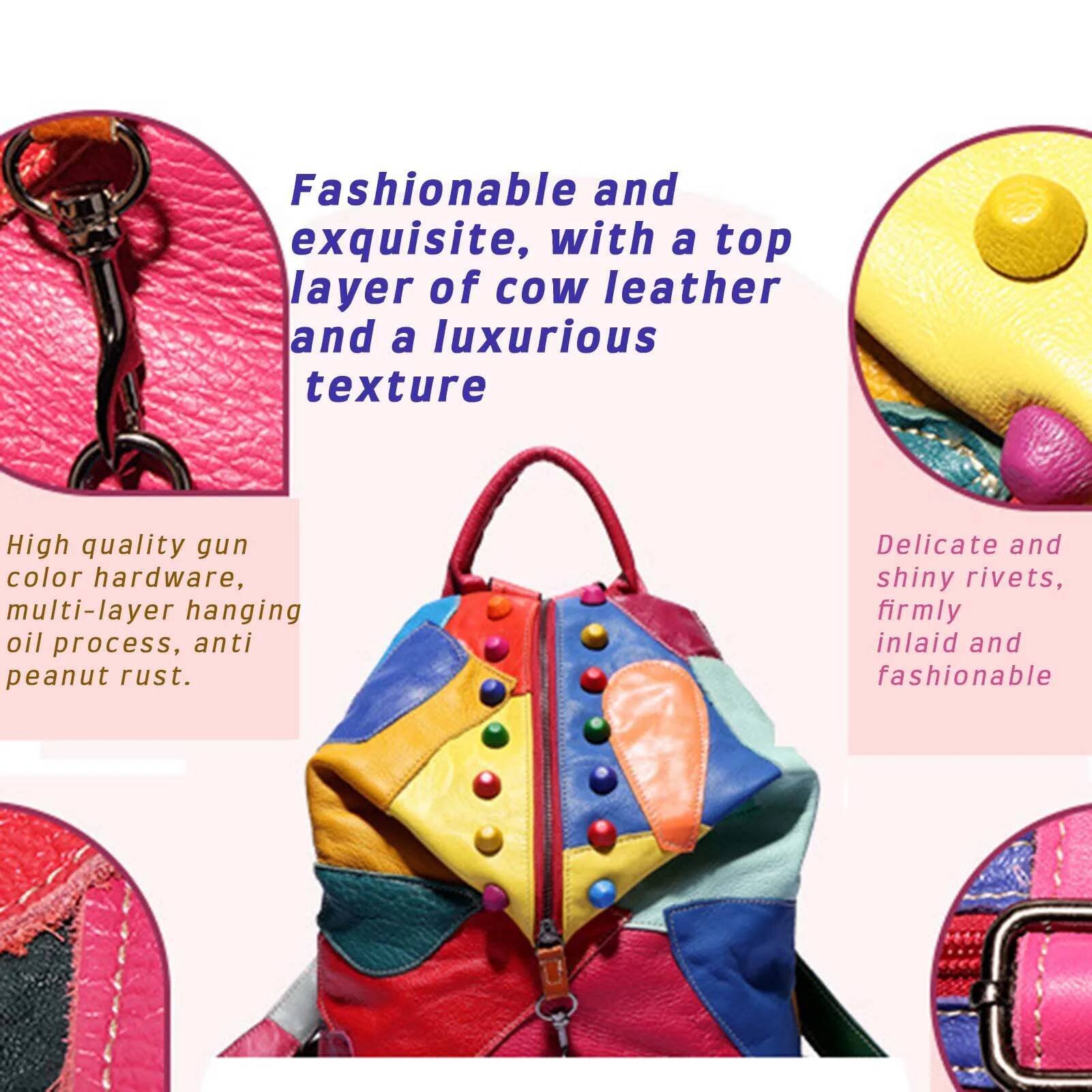 Stylish ing Leather Rivets Backpack Wear-resistant Waterproof Bag For Daily Work Travel Party high-quality