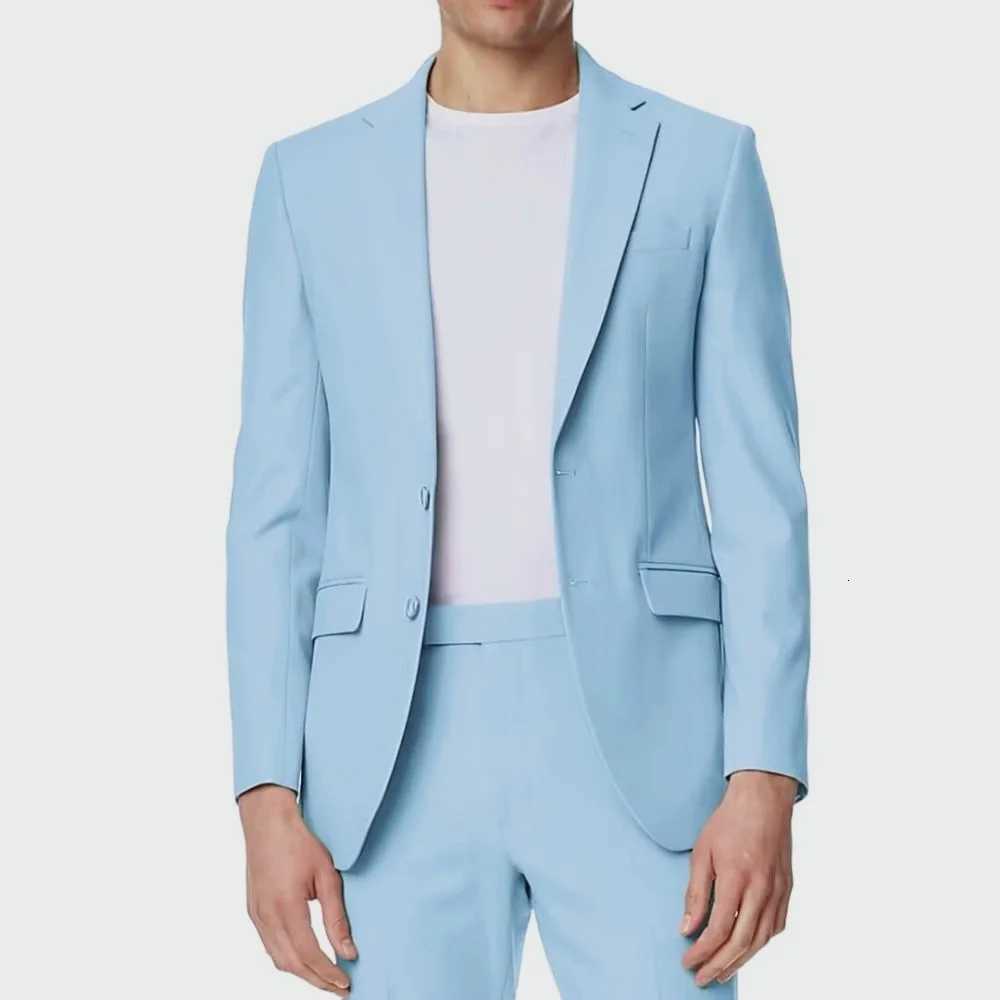 Slim Pink Men Suits Two Pieces Summer Fashion Notch Lapel Single Breasted Jacket Pants Outfits Business Causal Wedding Suits Set W250910
