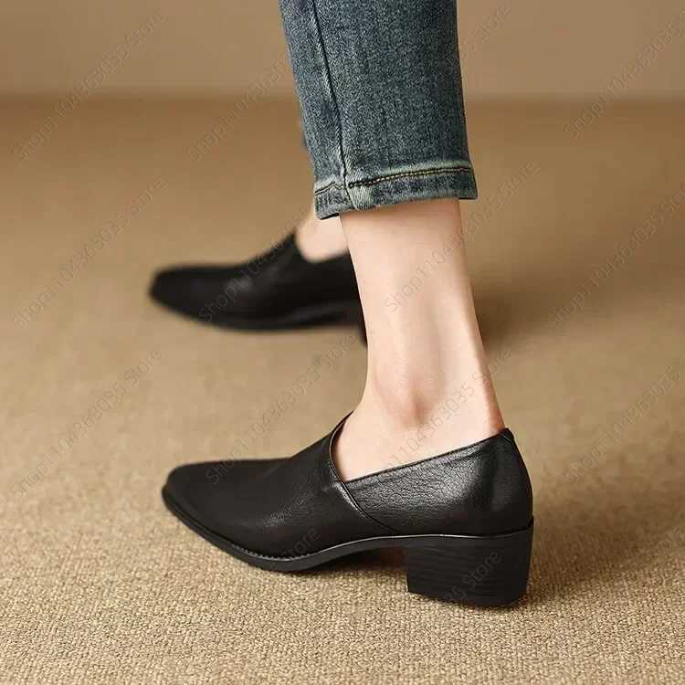 2025 Spring New Pumps Women Autumn New Round Toe Pumps Loafers Single Shoes Zipper PU Leather Simple and Comfortable Shoes W250910
