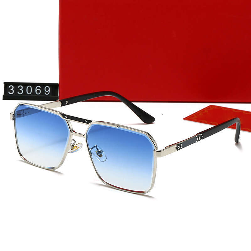 New Men and Women Double Bridge Metal Square Frame Fashion Casual Sunglasses Driving Glasses 33069