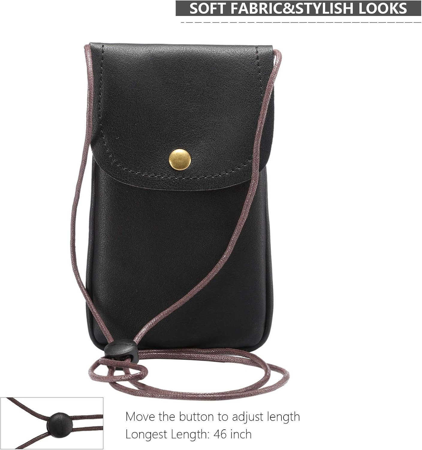 Cell Phone Neck Pouch PU Leather Carrying Bag with CARD Holder Adjustable Strap Small Travel Purse for iPhone 11 XR XS Max SE 8 7 6 Plus S10 S7 Edge A