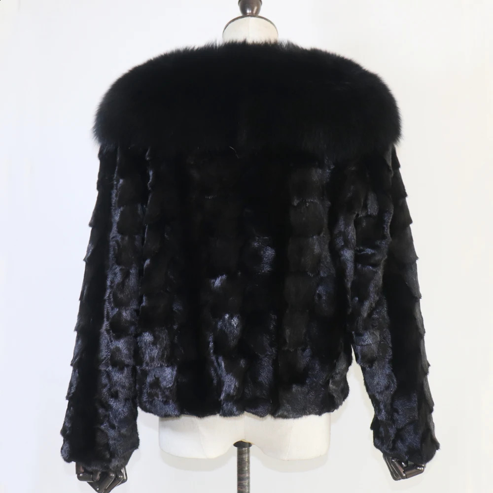 Real Mink Fur Coat For Women Winter Warm 100 Genuine Mink Fur Jacket With Fox Fur Collar Lady Quality Natural Mink Fur Overcoat 250909