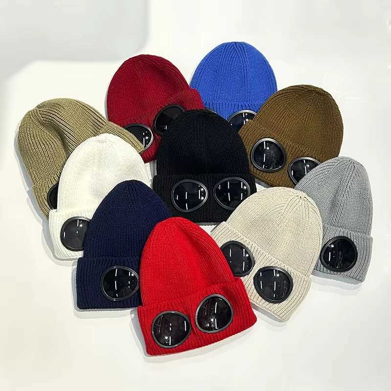Autumn and winter mens and womens windproof glasses thickened skiing knitted wool hat outdoor warm ear protection cold hatXJ250910
