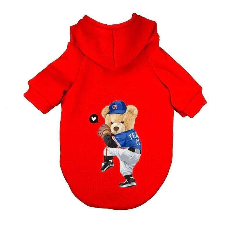 designer brand Pet Trend Cartoon Bear Print Autumn And Winter New Milk Silk Cat dog Warm Hoodie
