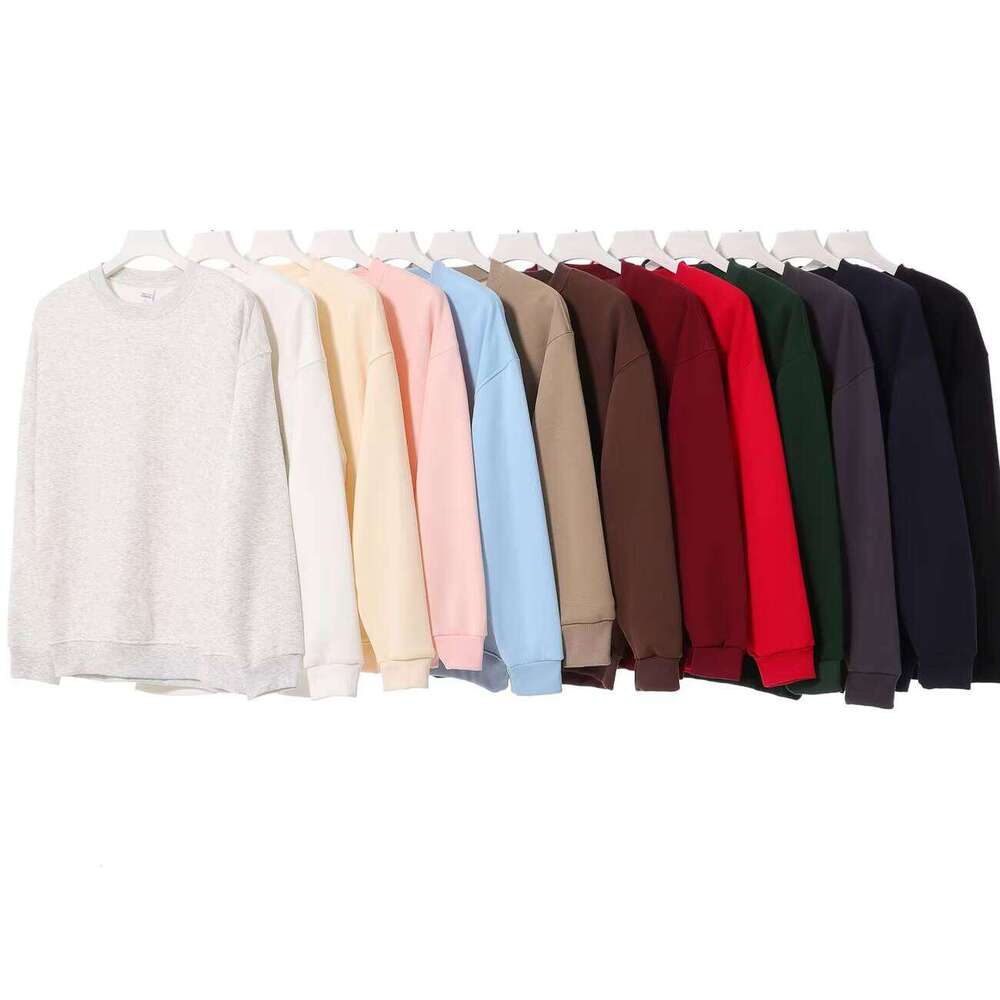 350g Thick Cotton Crew Neck Basic Loose Solid Color Men's Sweatshirt