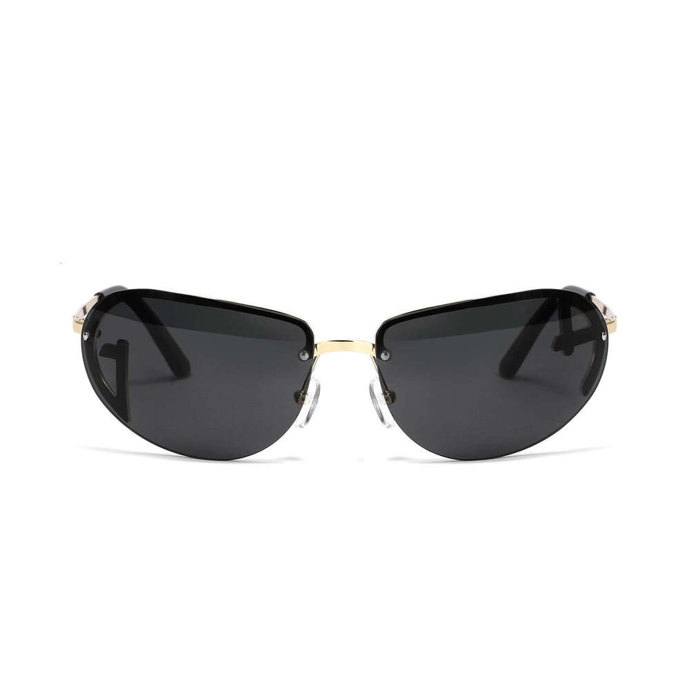 New Y2K Tech Futuristic Cat Eye Half Frame Sunglasses Ins Style Unisex Appeal for Men and Women