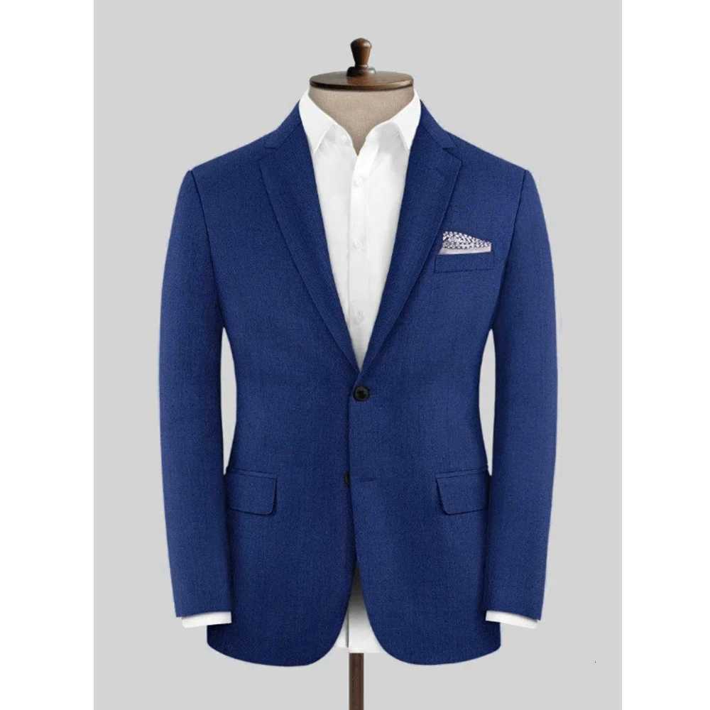Blue Notch Lapel Men Suits Fashion Business Casual Wedding Tuxedo Two Piece BlazerPants Formal Office Suit Slim W250910