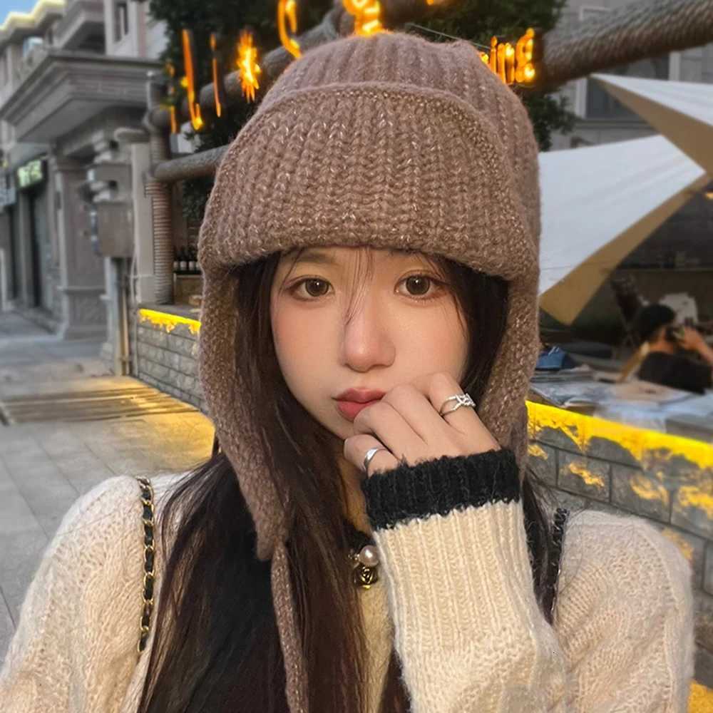Winter Warm Knitted Hat Wen Earflap Beanie Super Soft Thicke Windproof Cold Weather Fashion for Autumn Thick Hats G250910