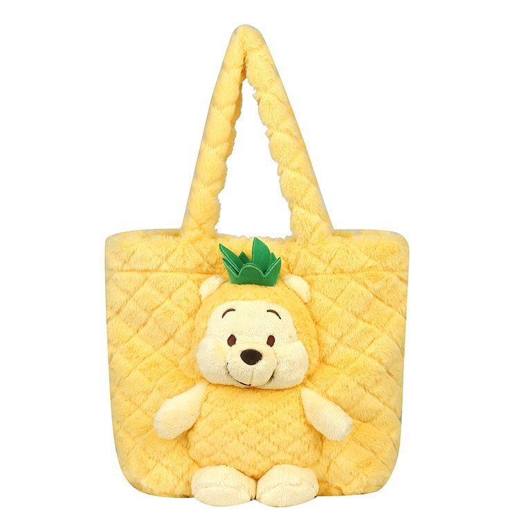 Winter New Large Designer Bag Capacity Luxury Bag Cute Pineapple Pooh Sweet Girls Free Shipping Shoulder Bag Street Versatile Plush Women S Bag