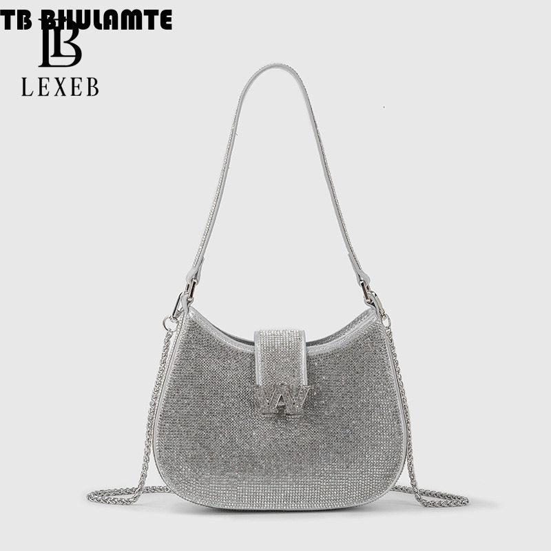 Free Shipping Designer Bag Diamond-encrusted Chain Bag Women Luxury Bag 2025 New Versatile Internet Celebrity W Shiny Diamond Handbag Single Shoulder 