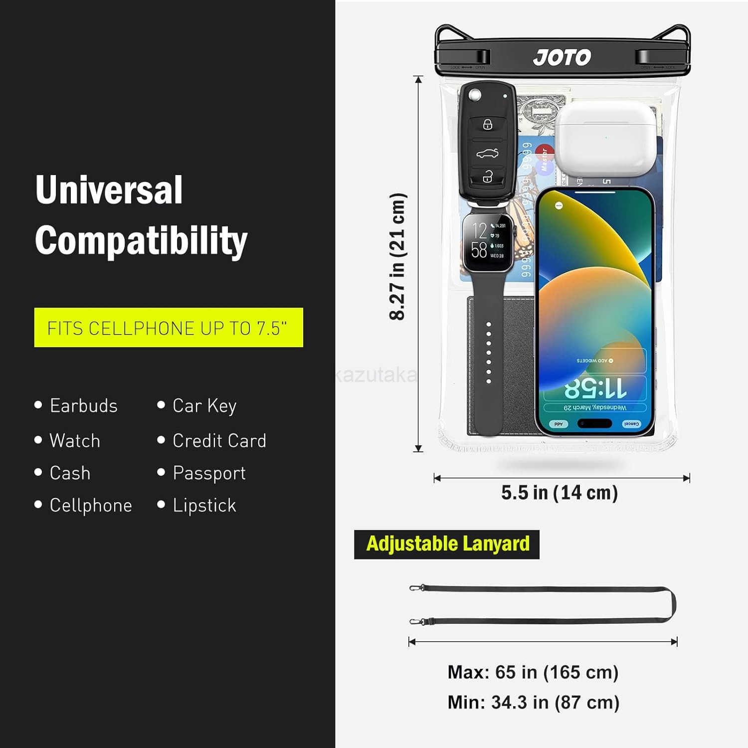 2 Pack Large Waterproof Phone Pouch Bag IPX8 Big Underwater Dry Bag with Lanyard for iPhone 16 15 14 Plus Pro Max S24 S23 Ultra Airpods Cash CARD Esse