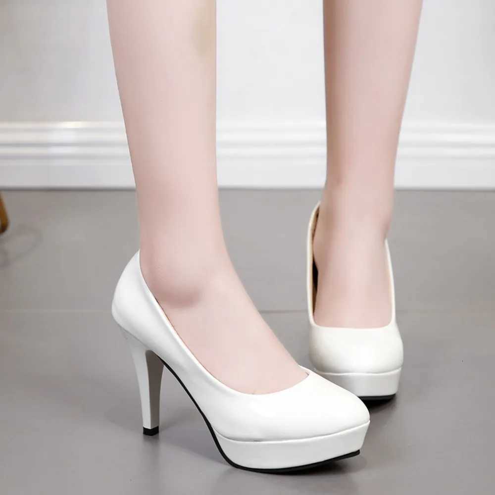 High Heel Womens 2024 New Solid Color Thin Heel Shallow Mouth Round Toe Low Top Shoes Large Heel Shoes Size 3442 W250910