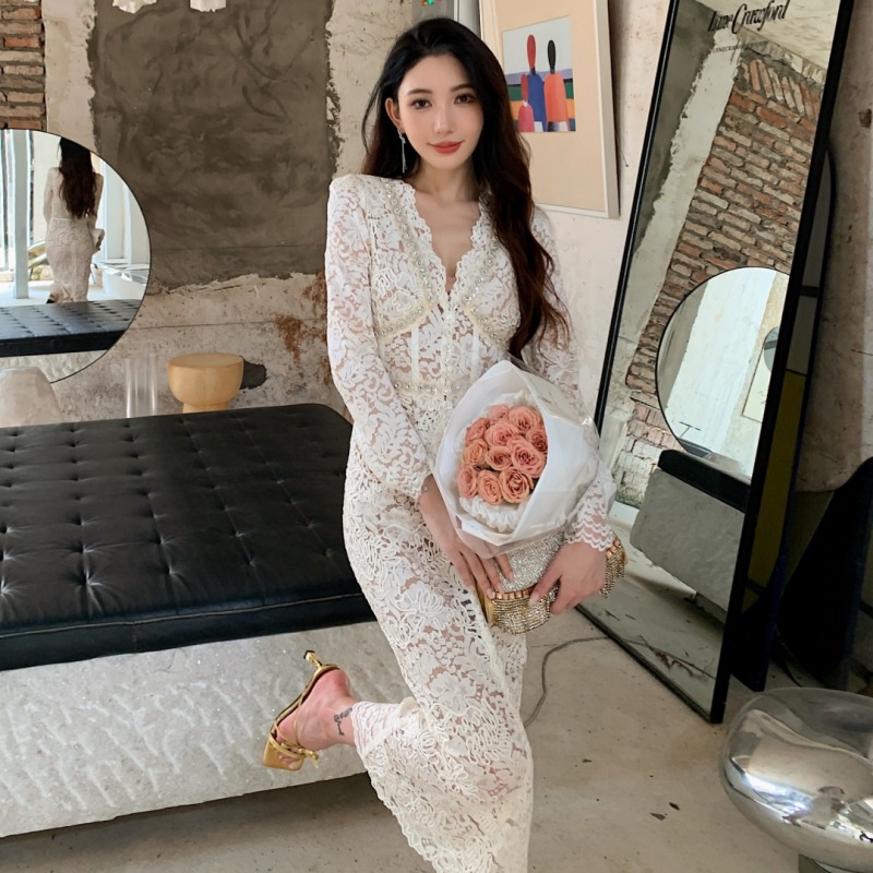 FD260 New Lace Long Skirt Evening Dress