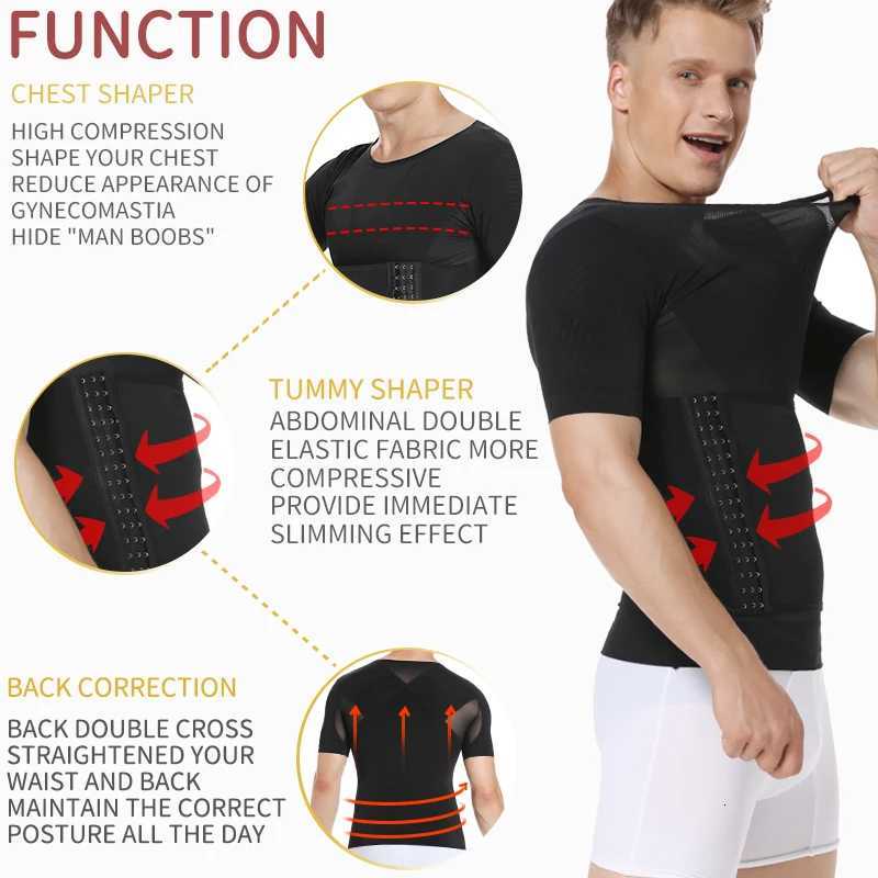 Mens Body Shaper Compression Shirts Abdomen Shapewear Tummy Slimming Sheath Gynecomastia Reducing Corset Waist Slim Tops W250910