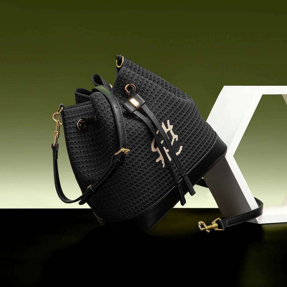 Bucket Bag Vacation Style Women's Shoulder Bagspring New Fabric Splicing Design Handbag