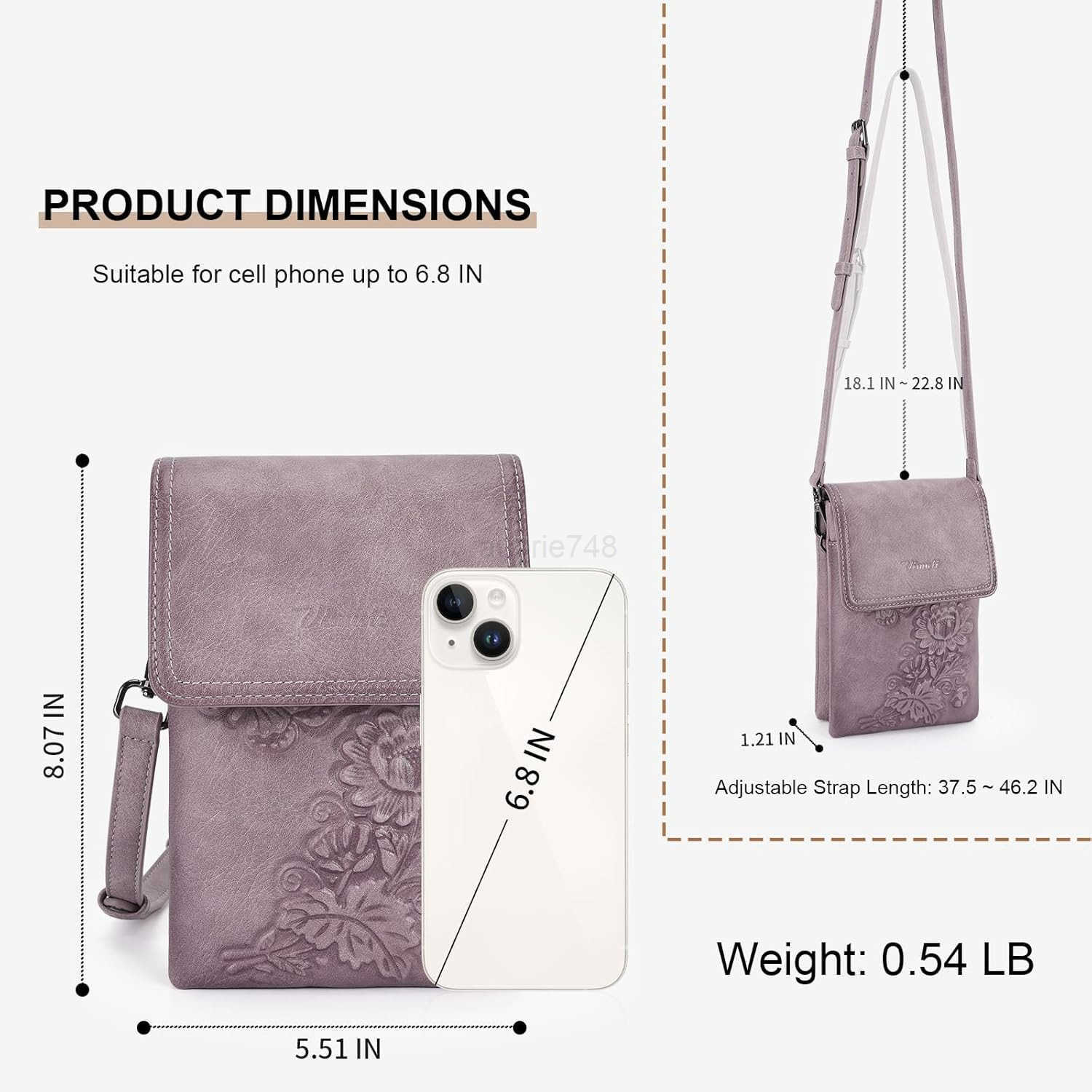 Small Crossbody Bags for Women Trendy Vegan Leather Cell Phone Bag Embossed Flower Design Wallet Purses with StrapZ250910