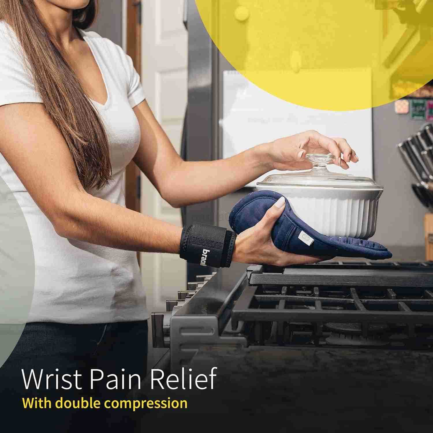 Wrist Compression Strap and Wrist Wrap Wrist Band Brace for Tendonitis Tennis Gym Workout One Size Adjustable Black 1 PC W250910