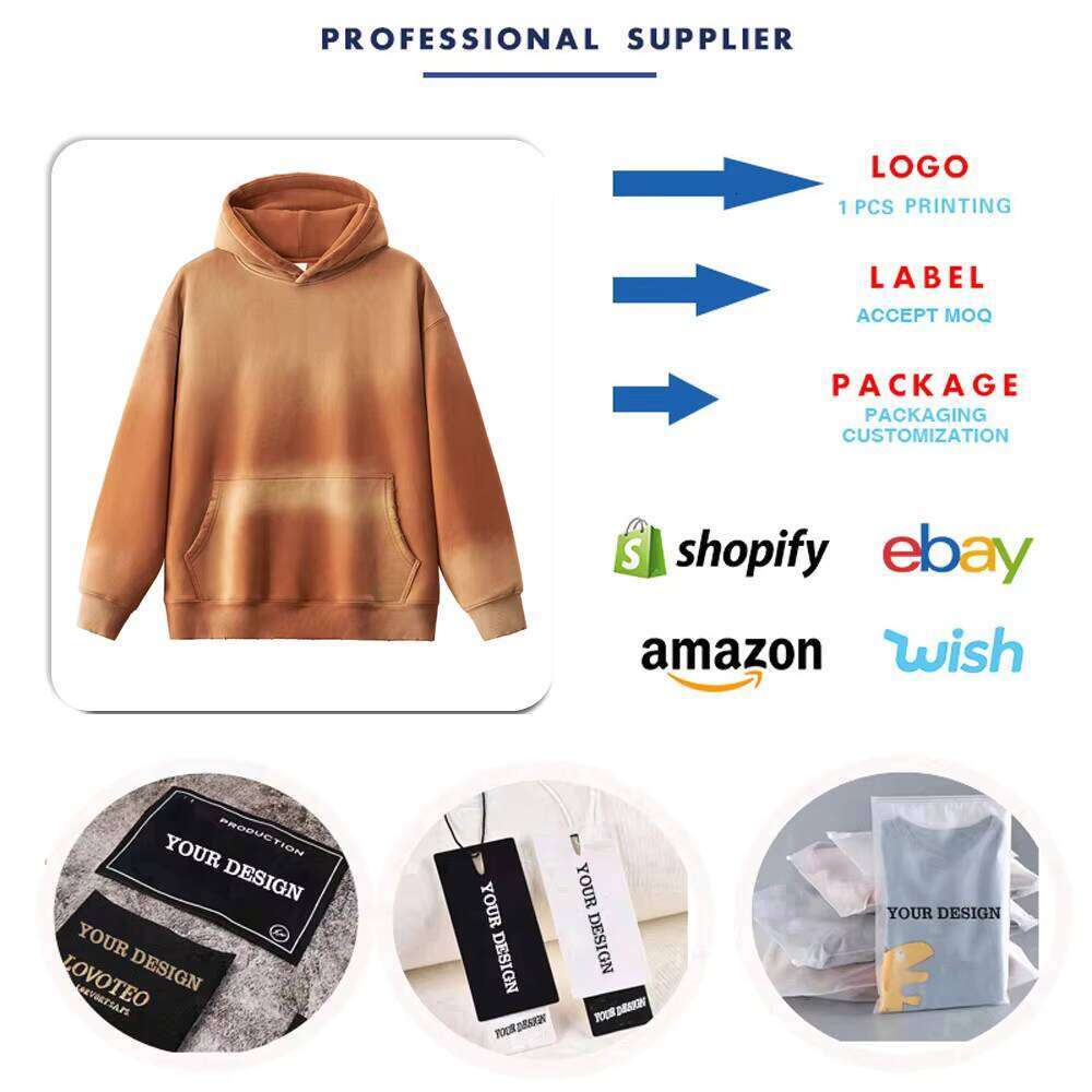 Tie-Dye Wool Pullover Washed High-Quality 380g Oversized Men's Hoodie