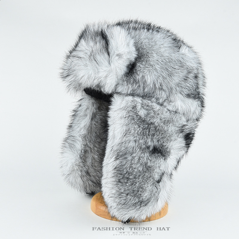 Arrival Russian Rabbit Fur Trapper Hats For Men Thick Male Winter Real Rabbit Fur Hat Full Pelt Outdoor Bomber Real Fur Cap 241014