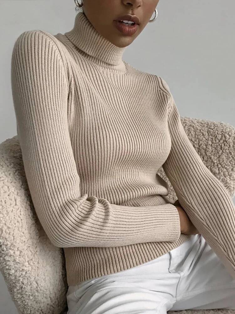 Women Fall Turtleneck Sweater Knitted Pullovers Cashmere Jumpers Soft Sweaters Female Basic Blouse New dongdumaoyi