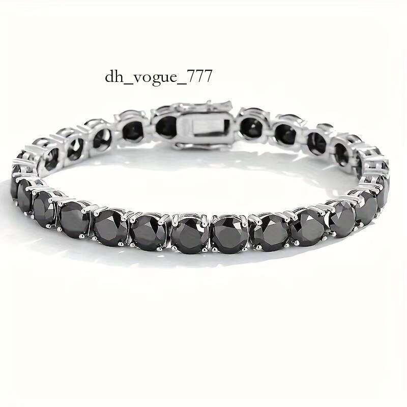 Black Moissanite Bracelet Men's Full Dia S Sterling Sier Light Simple Tennis Chain