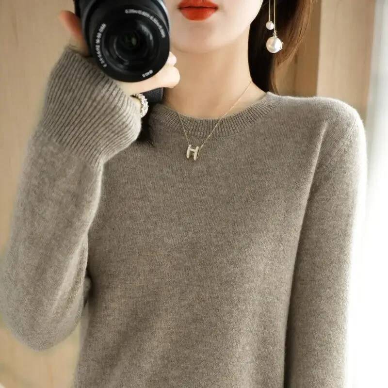 2025 Women Spring Autumn Long Sleeve O-neck Pullovers Warm Bottoming Shirts Korean Fashion Sweater Knitwear Soft Jumpers dongdumaoyi