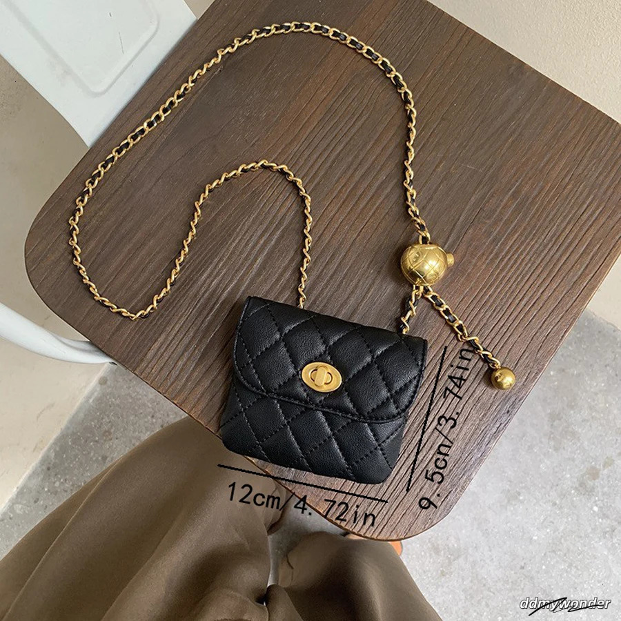 Womens Little Golden Ball Waistband French Small Fragrant Rhombic Belt Mini Lightweight Chain Crossbody Bag 250806 ddmywonder ddmywonder ddmywonder dd