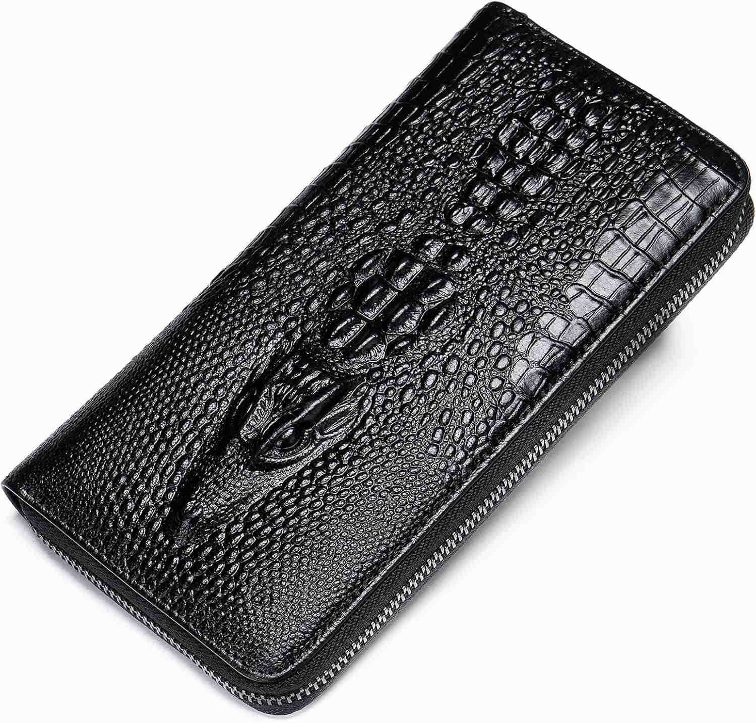 Genuine Leather Cool Long Wallets for Men Personalized Zip Around Wallet Checkbook Cash CARD Holder Wallet CoffeeZ250910