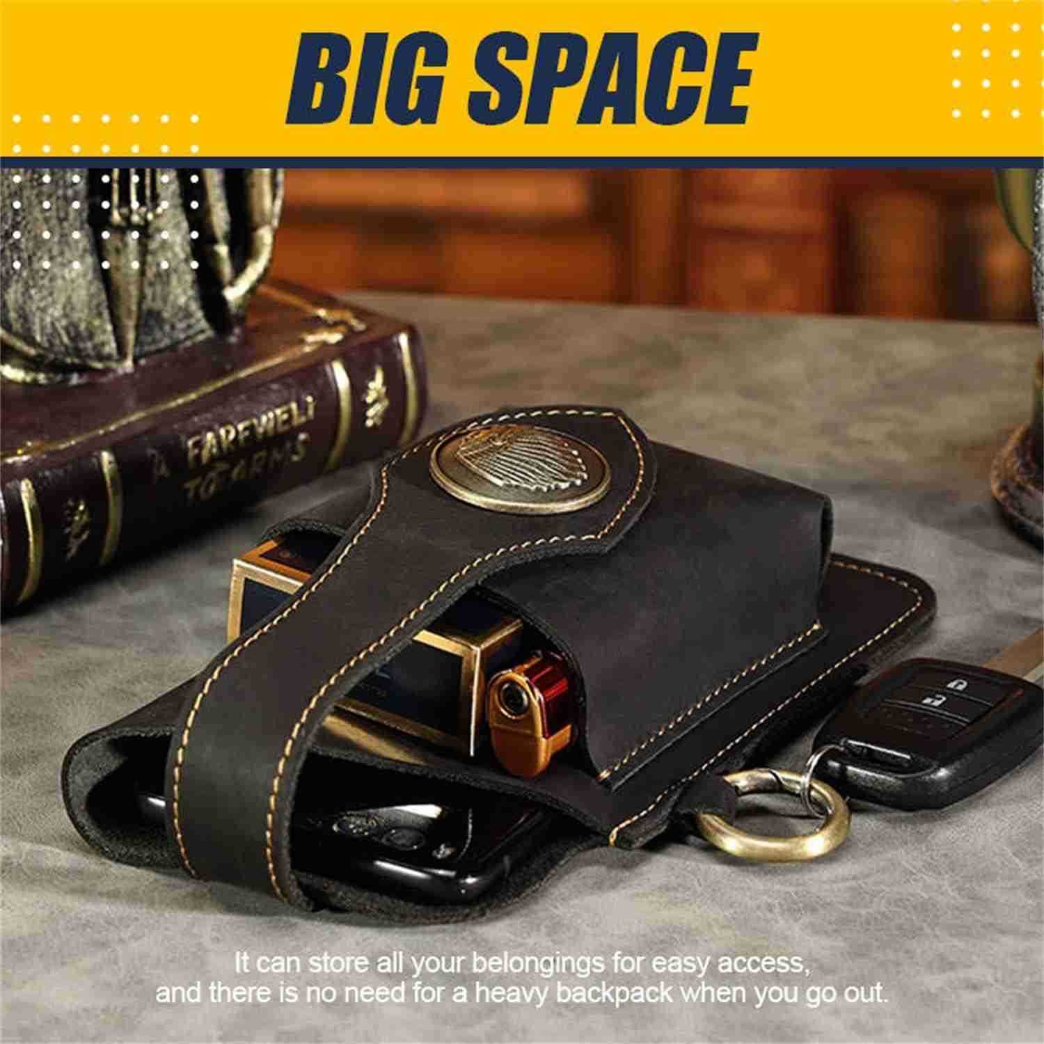New Multifunctional Leather Mobile Phone Bag with Belt Clip Premium Rugged Leather Cell Phone Holster with Belt Loop Belt Phone Pouches Holder for All