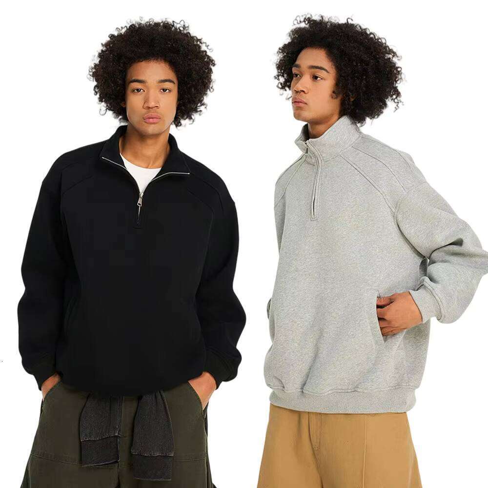 400g Heavyweight Half Cotton Polyester Unisex Zipper Men sweatshirts