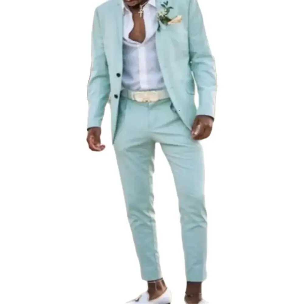 Beach Wedding Men Suits Elegant Groom Blazer Single Breasted Notch Lapel Formal Occasion Full Sets Slim Fit Costume Homme Terno W250910