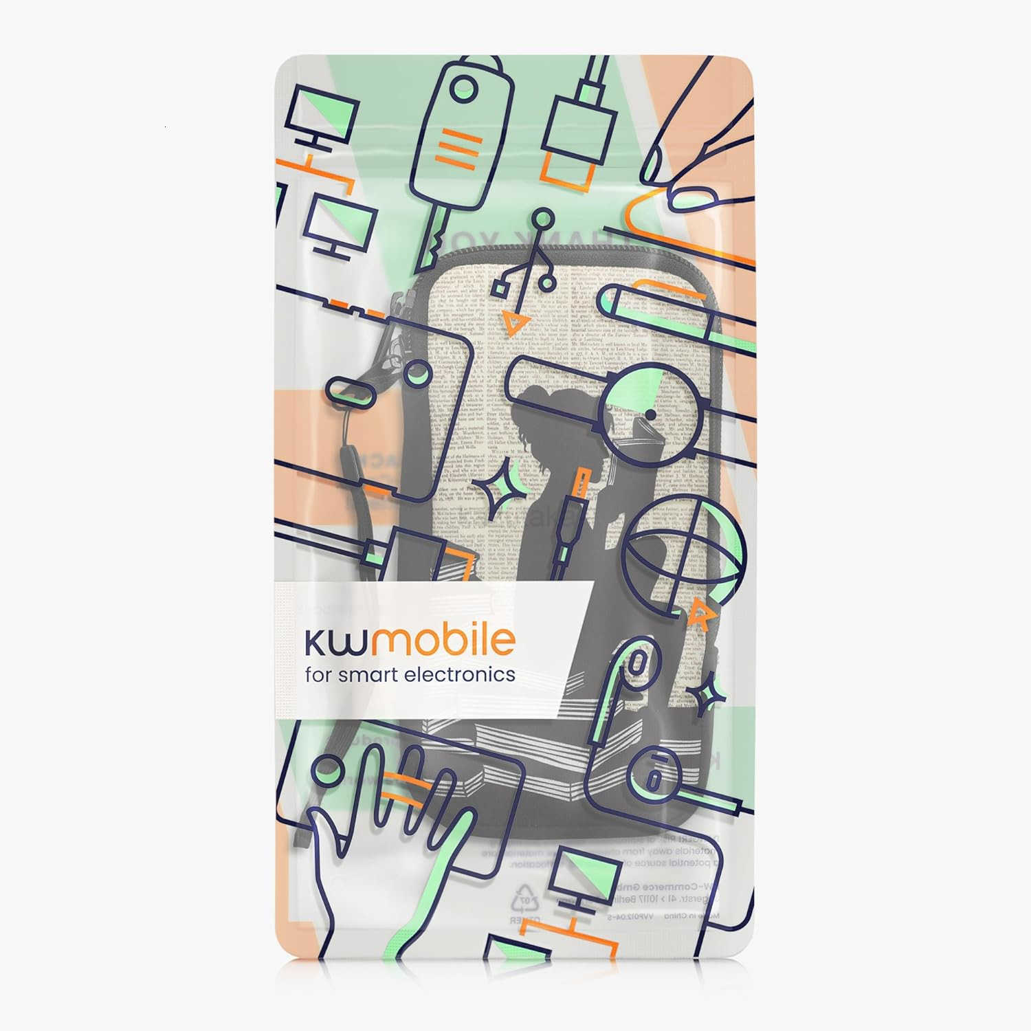 Neoprene Sleeve for Smartphone Size XXL 7 Shock Absorbing Pouch Case Protective Phone Bag Girl and Books BlackBeige Z250910