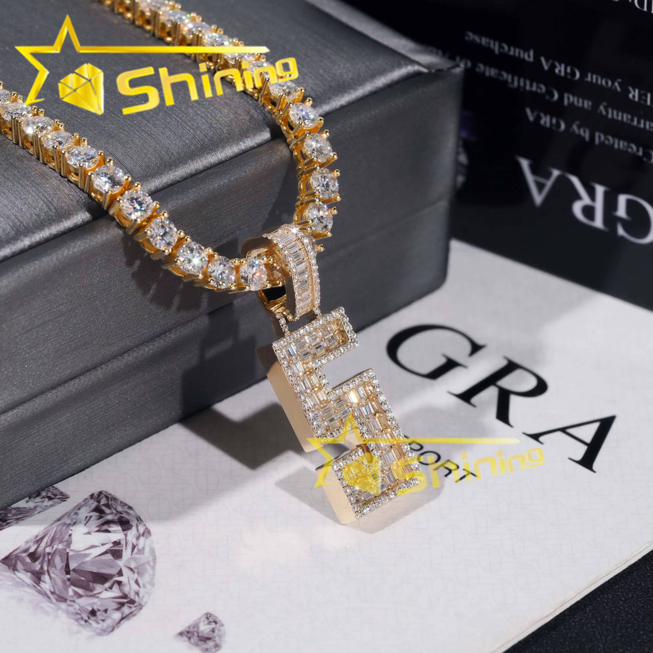 10K Solid Gold Pendant Vvs Moissanite Diamond Iced Out Pendant Pass Diamonds Tester Pendant Fine Jewelry