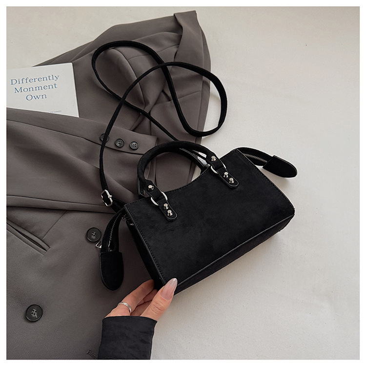 Free shipping designer Vintage Simple Fashion Suede Handbag Commuter Bag Small Square Bag Versatile High-end Feel Shoulder Bag Crossbody Bag