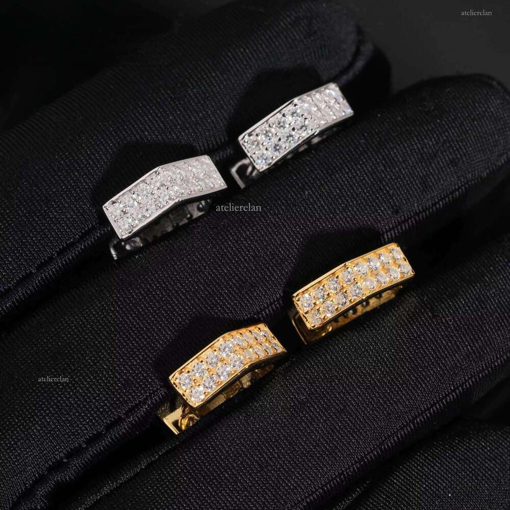 Unique Design Pentagram square Earring Stud Pave Moissanite in Sterling Sier Men Jewelry
