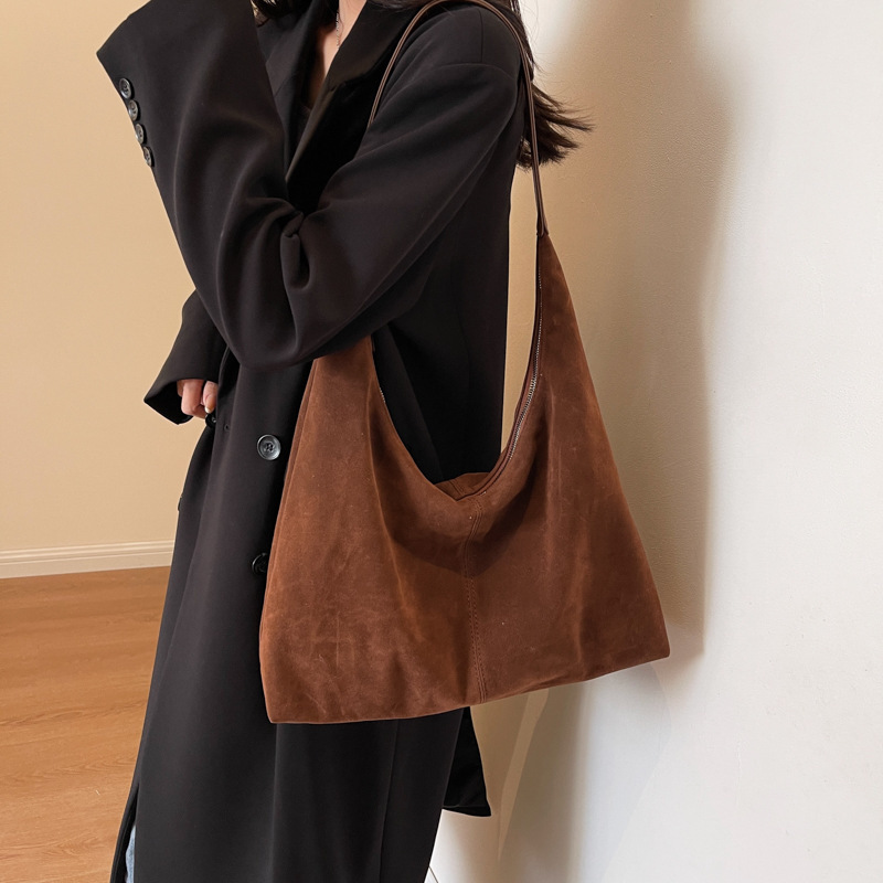 Free shipping designer Suede Bag for Women Autumn New Trendy Solid Color Shoulder Bag Casual Large Capacity Commuter Bag Tote Bag