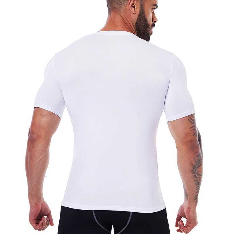 Men V Neck Compression Shirts Short Sleeved Body Shaper Slimming Undershirt Workout Abs Abdomen Tummy Control Shapewear Tops W250910