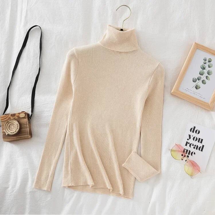 2025 Turtleneck Sweater Knitted Pullovers Cashmere Jumpers Basic Solid Soft Sweaters Women Autumn Winter Casual Top dongdumaoyi
