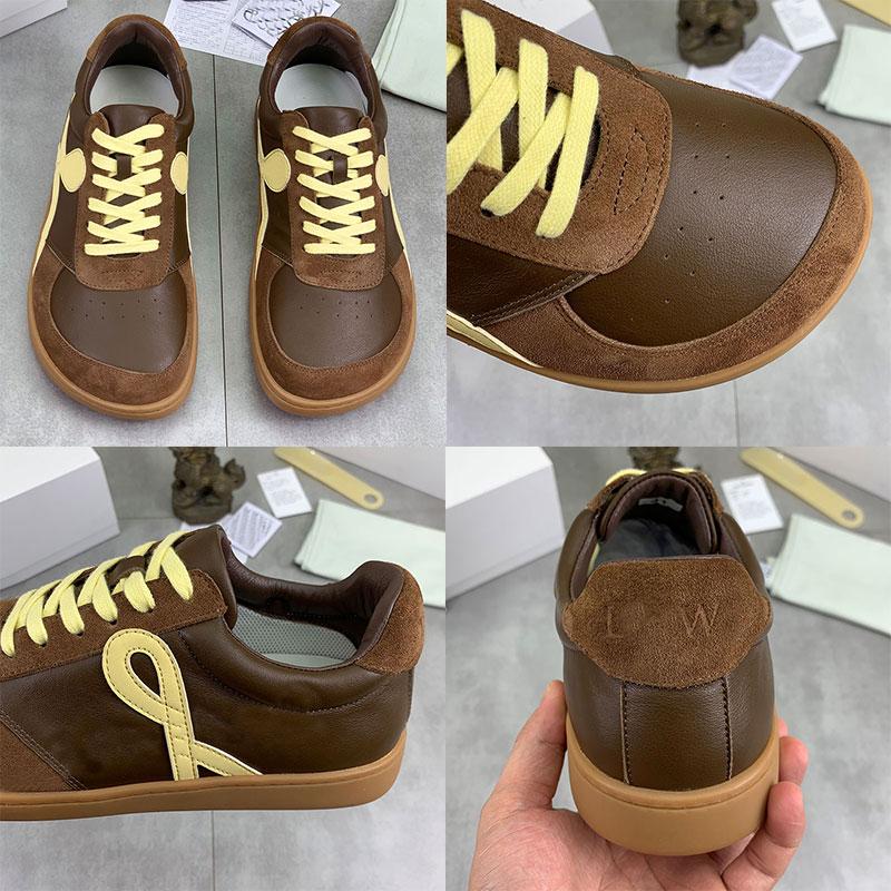 Fashion Men Jambo Sneaker soft grained calfskin Womens Retro brown calf leather shoes Designer sports shoes embedded rubber cupsole asymmetrical toe design