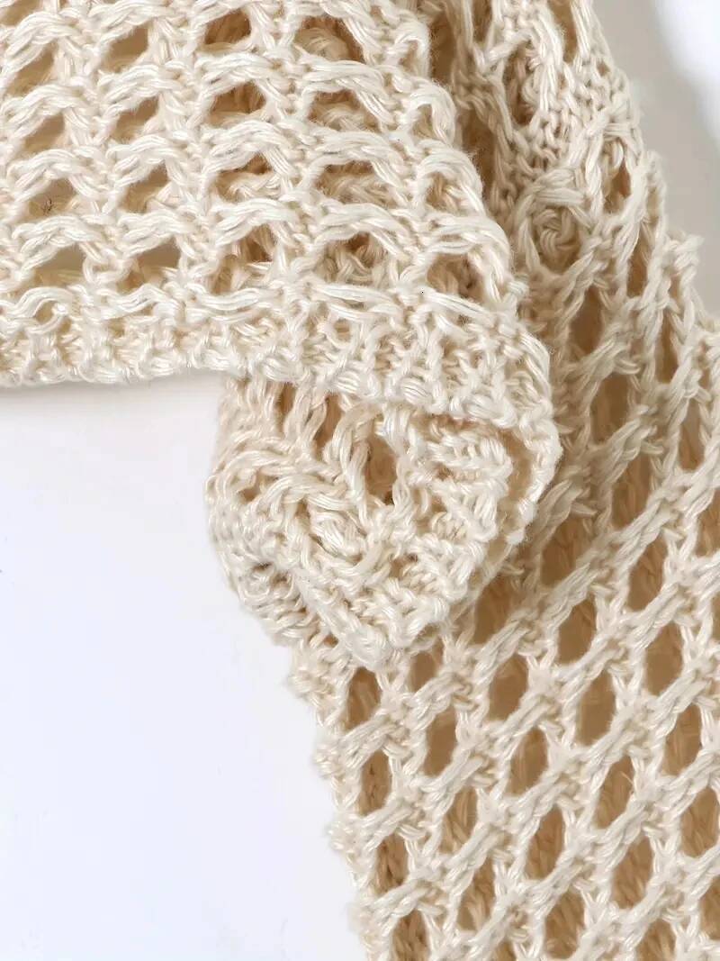 Crochet Knit Hollow Out Crop Top Long Sleeve Shrug Sweater Mesh Cover Ups Cardigan Streetwear Pullover Women Clothes Y2k dongdumaoyi