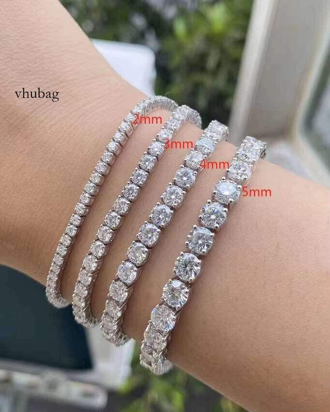Gold Plated Moissanite 2mm3mm4mm5mm Sterling Sier Women Fashion Tennis Bracelet Wholesale