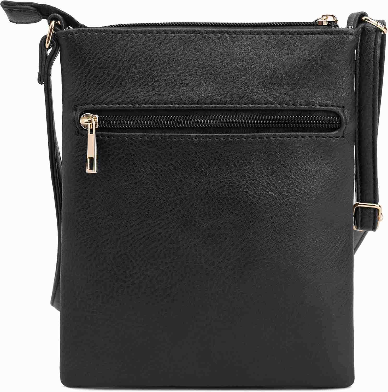 Crossbody Purse Bag Shoulder Bag Multi Pocket Zipper Purse Black M250910