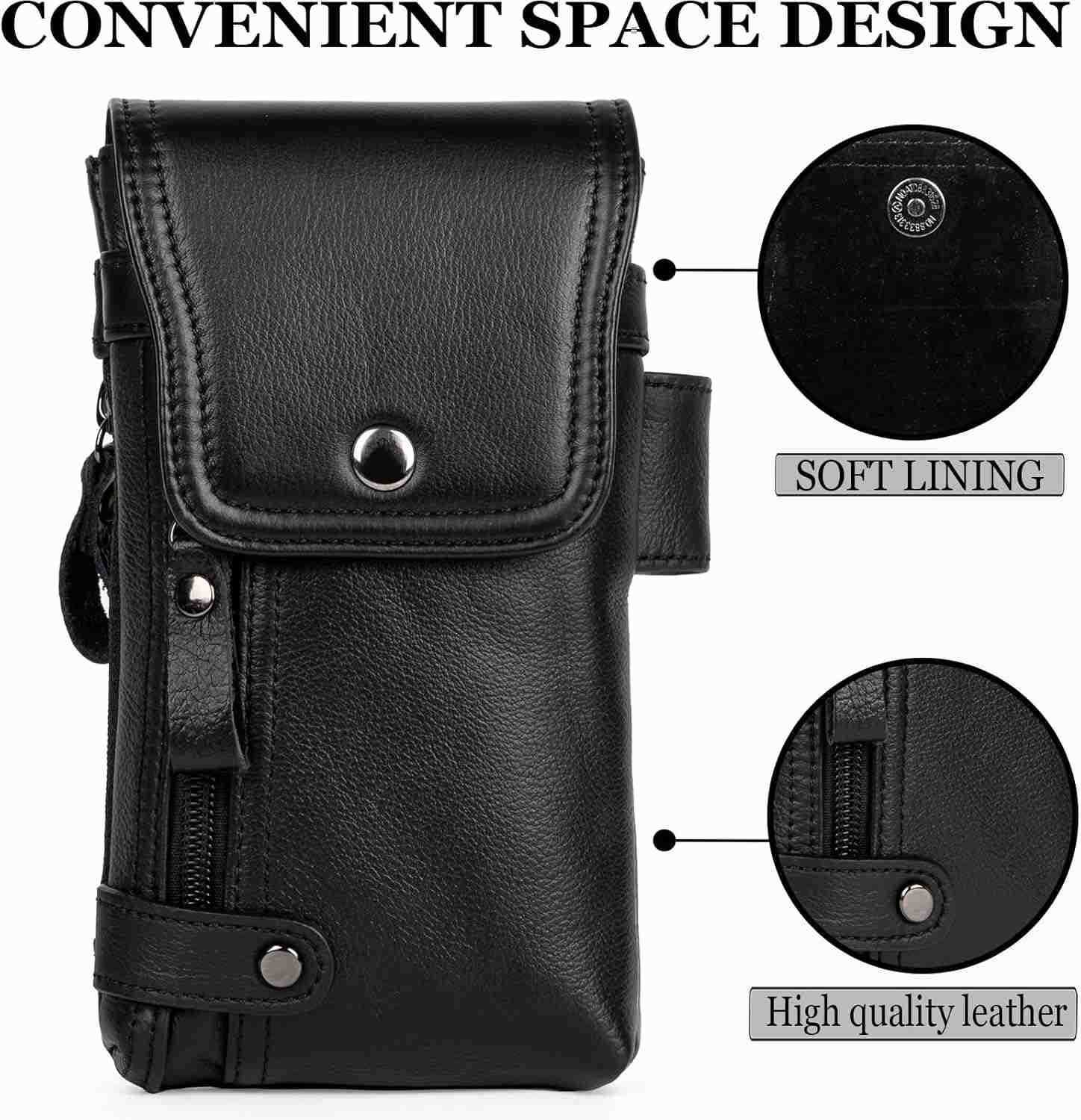 Leather Phone Holster Genuine FullGrain Buffalo Leather Cell Phone Holsters for iPhone 16 15 14 13pro S24 S23 S227H X 35 W Black Z250910