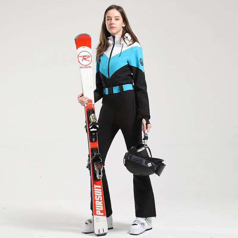 GSOU SNOW Ski Suits For Women Windproof Thick, Sports Snowboarding One-Piece Sets Insulation Waterproof Skiing Jumpsuits