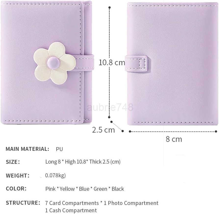 Small Wallet for Girls Women Trifolded Wallet Cash Pocket flowers Print Card Holder Coin Purse with ID Window elegant youthful and cute 2purpleAZ25091