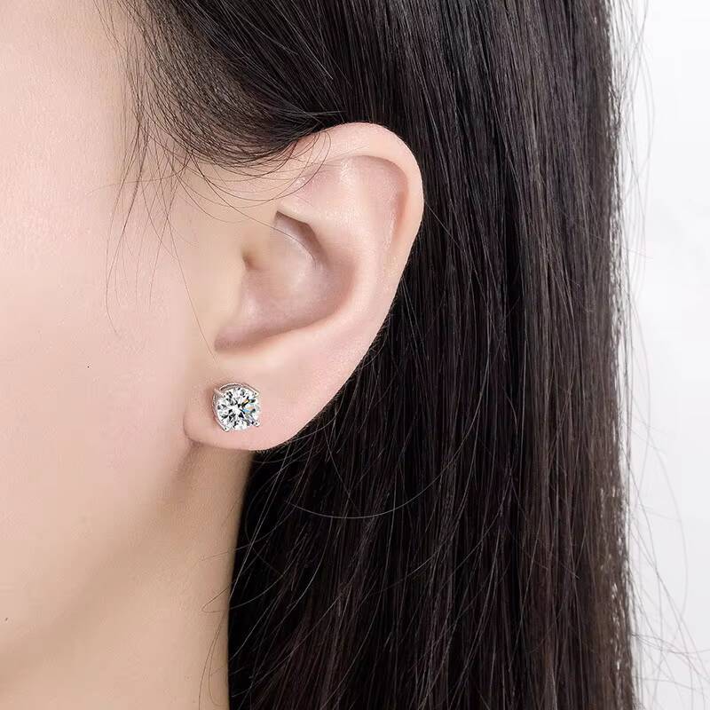 053ct D Color Moissanite Earrings Fashion Round Women Moissanite Stud Earring Moissanite Stud Earrings for Women