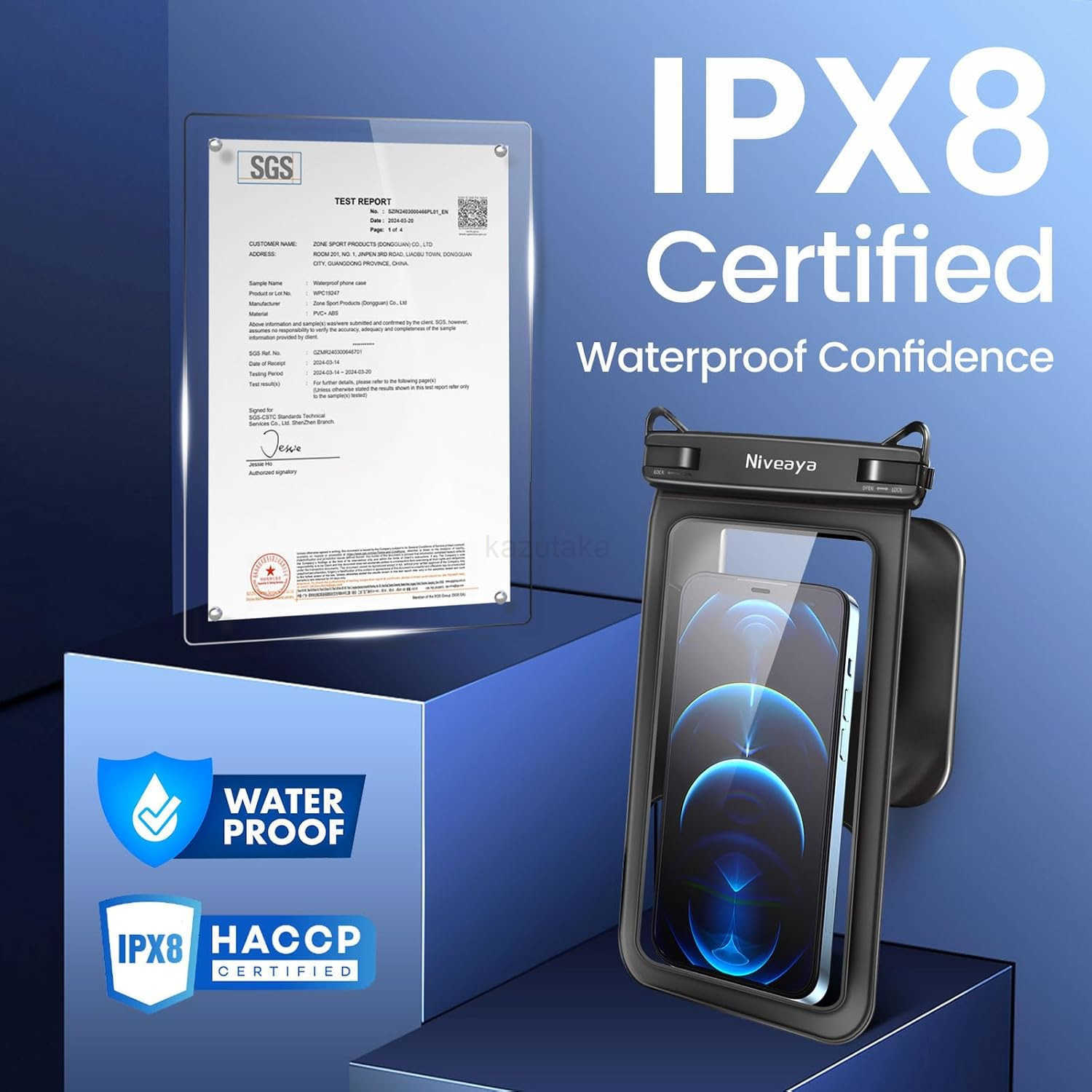 2 Pack IPX8 Waterproof Phone Pouch Large Space Cell Phone Pouch Floating Water Proof Phone Case with Lanyard Phone Dry Bag Beach Cruise Ship Essential